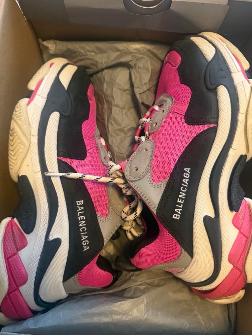 Balenciaga Women's Chunky Sneakers in Pink, Black & Cream